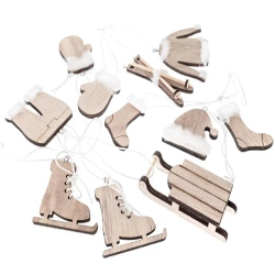 Drewniane motywy zimowe naturalne 11szt - Dalprint dpCraft