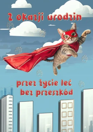 Kartka okolicznościowa W dniu urodzin kot - Trend