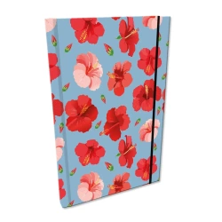 Notes A5 kratka z gumką Soft Touch Hibiskusy w  jeansie - EV-Corp