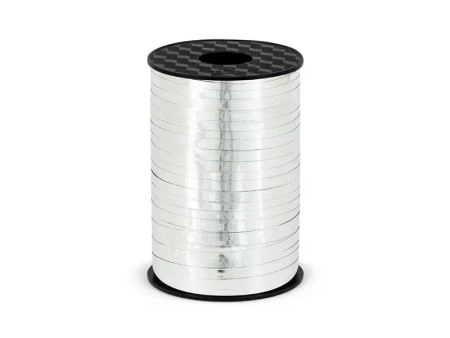 Wstążka plastikowa srebrna 5mmx225m - PartyDeco