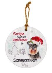 Zawieszka ceramiczna Boże Narodzenie Sznaucer - Kukartka