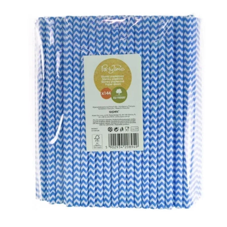 Słomki papierowe shake 8mm niebieskie 144szt - Arpex
