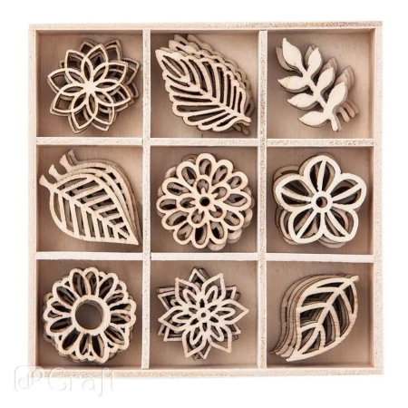 Kształty z drewna liście 45szt - Dalprint dpCraft