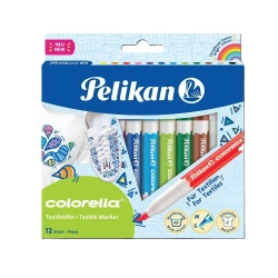 Flamastry Colorella do tkanin 12 kolorów - PELIKAN