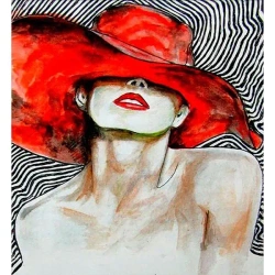 Mozaika diamentowa 5D - Kobieta w kapelusz 40x30cm - Titanum