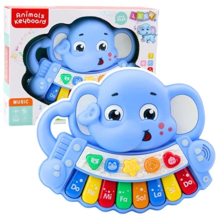 Pianinko interaktywne słonik niebieskie - Leantoys