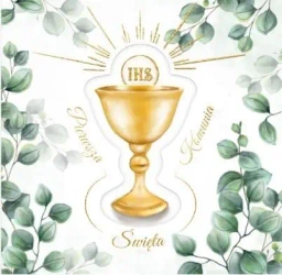 Karnet KW Komunia. Kielich z eukaliptusem - Henry
