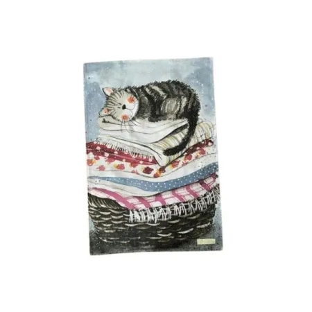 Ręcznik kuchenny TT08 Kot na koszu z praniem - Alex Clark