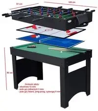 Stół sportowy 4 w 1 Jupiter (Piłkarzyki, Cymbergaj, Ping Pong, Billard) - Tactic