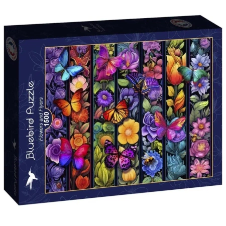 Puzzle 1500 Kolorowe kwiaty i motyle - Bluebird Puzzle
