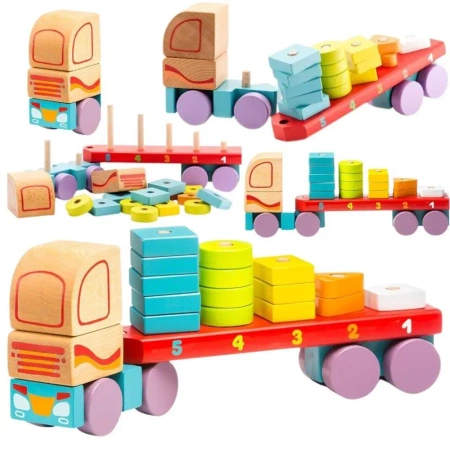 Ciężarówka drewniana z klockami - Cubika