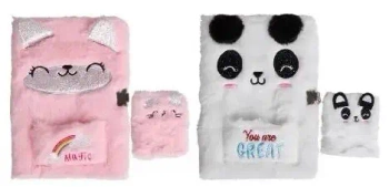 Zestaw pluszowych notesów A5 z kłódką i A7 MIX - MP Main Paper