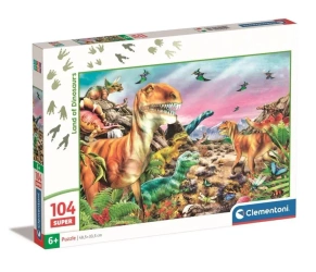 Puzzle 104 Super Kolor Land of Dinosaurus - Clementoni