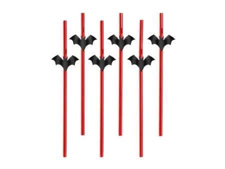Słomki Nietoperze 19,5cm 6szt - PartyDeco