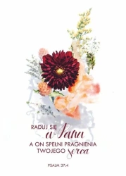 Kartka - Raduj się w Panu... - kwiat bordo - Koinonia