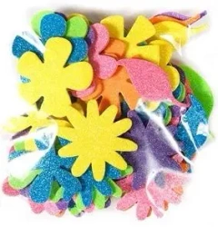 Naklejki z pianki kwiatki brokat 72szt - Dalprint dpCraft