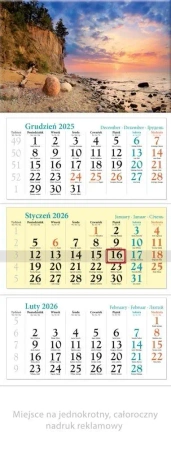 Kalendarz 2026 ścienny trójdzielny Bałtyk - Lucrum