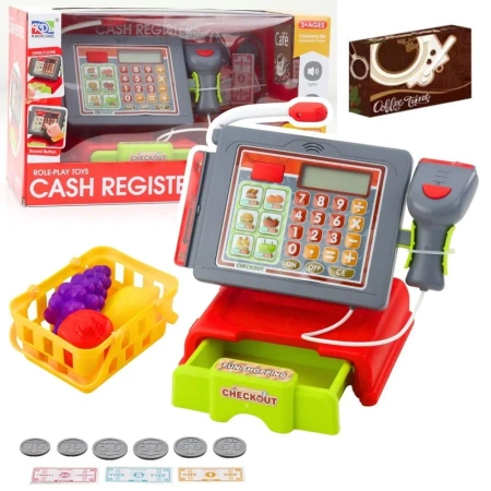 Kasa Sklepowa z dźwiękiem i światłem czerwona - Leantoys