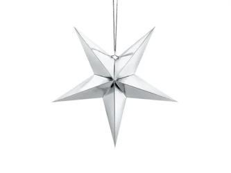 Gwiazda papierowa srebrna 45cm - PartyDeco