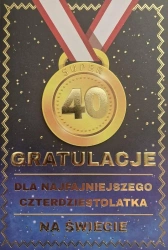 Karnet Urodziny 40 medal męskie - YEKU