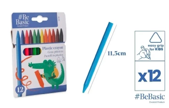 Kredki plastikowe 12 kolorów - BeBasic