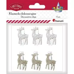 Klamerki drewniane Renifer 6szt - Titanum