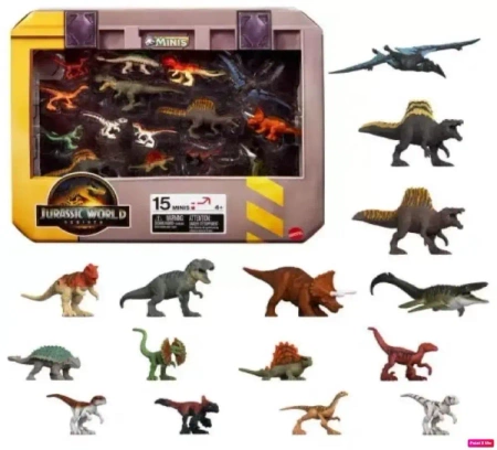 Mattel Jurassic World Odrodzenie Minis Dinozaury Minifigurki Wielopak Zestaw 15 Minifigurek, Jgb53 Wb3