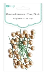 Owoce ostrokrzewu białe złote 1,2cm 24szt - Dalprint dpCraft