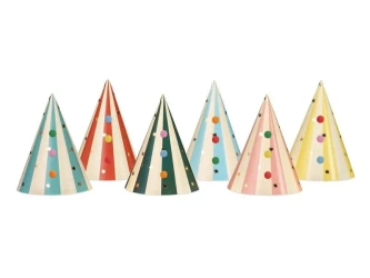 Czapeczki z pomponami 16cm 6szt - PartyDeco