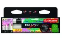 Marker Free Acrylic 3szt biały STABILO