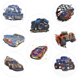 Naklejki papierowe na taśmie Samochody 500szt - Titanum