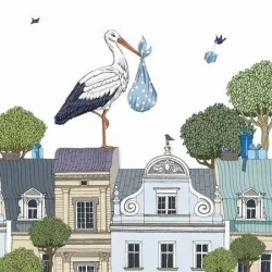 Karnet Swarovski kwadrat CL2409 Narodziny bocian - Clear Creations