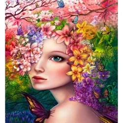 Mozaika diamentowa 5D - Kobieta w kwiatach 40x30cm - Titanum