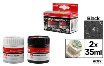 Farba akrylowa czarna + środek do spękań 2x35ml - Artix