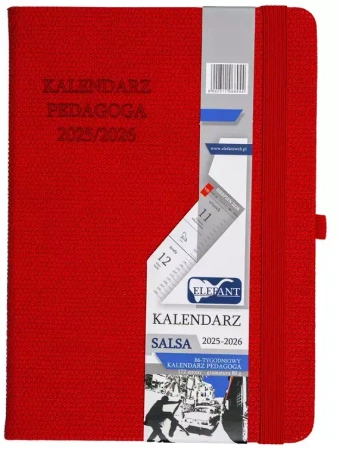 Kalendarz pedagoga 2025/26 B6 tyg. Salsa czerwony - praca zbiorowa
