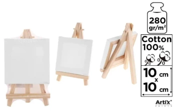 Podobrazie mini 10x10cm 280G/m2 + sztaluga - Artix