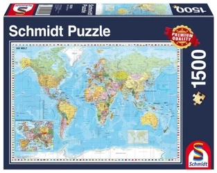 Puzzle 1500 PQ Mapa świata - Schmidt Spiele Puzzle