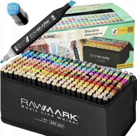 Zestaw markery alkoholowe + kolorowanka 262szt - Rawmark
