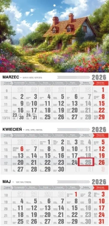 Kalendarz 2026 trójdzielny z magnesem romantico - Pan Kalendarzyk