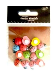 Biedronki drewniane kolorowe 12x15mm 15szt - Galeria Hobby