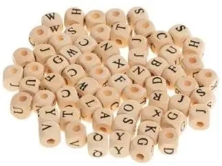 Koraliki drewniane alfabet 8mm 60szt - Brewis