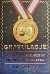 Karnet Urodziny 50 medal męskie - YEKU