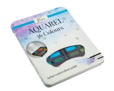Zestaw farb akwarelowych 36 szt plus pędzel, pędzel wodny i ołówek - Nassau Fine Art
