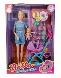 Lalka w ciąży z wózkiem z bujaną gondolą