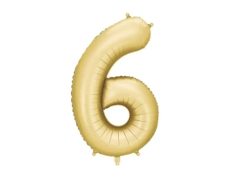 Balon foliowy cyfra 6 86cm złoty - PartyDeco
