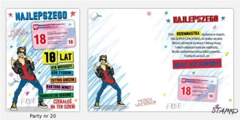 Karnet Party naklejany B6+koperta Urodziny 18 wz20 - Stamp