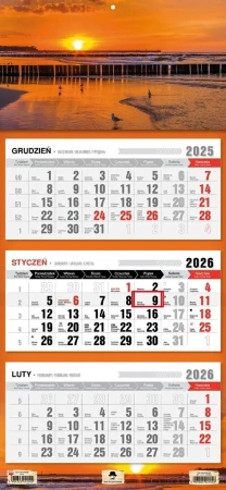 Kalendarz 2026 trójdzielny płaska główka Ustka - Pan Kalendarzyk