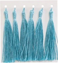 Frędzelki chwosty ozdobne jasnoniebieskie 8cm 6szt - Brewis