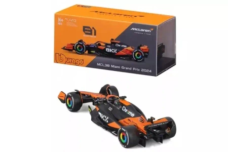 Bburago Model 1:43 MCLAREN F1 MCL38 (WITH HELMET) (Miami GP) (2024) #81 Oscar Piastri