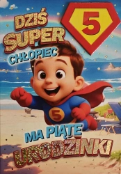 Karnet Urodziny 5 chłopiec - Superbohater - YEKU